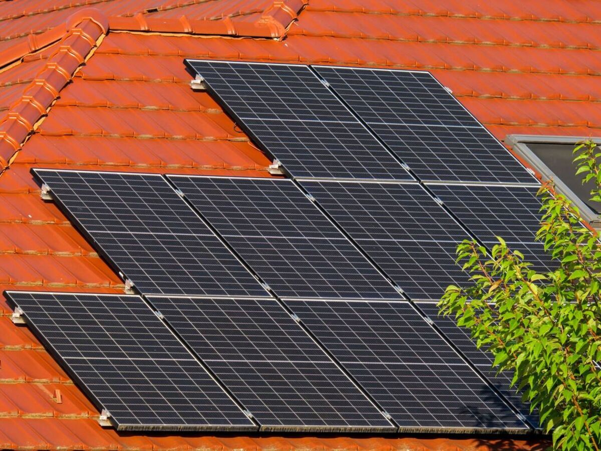 Clean rooftop solar panels in the sun